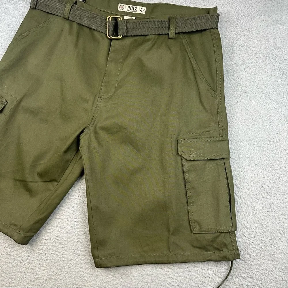Noiz Cargo Shorts Mens 42 Green Baggy Grunge Belted KP420M 90s Casual 40x12* NEW